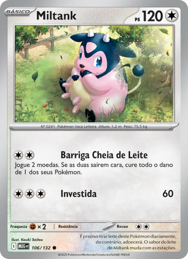 Carta Miltank, número 106/132 da coleção Megaevolução
