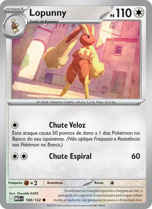 Carta Lopunny, número 108/132 da coleção Megaevolução