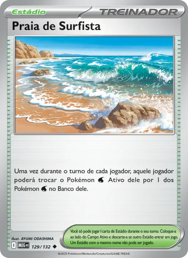 Carta Praia de Surfista, número 129/132 da coleção Megaevolução