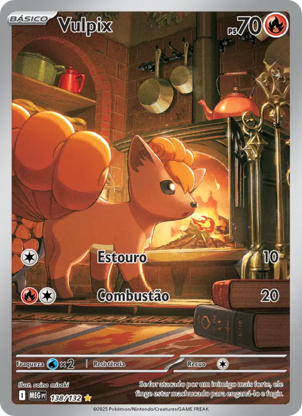 Carta Vulpix, número 138/132 da coleção Megaevolução