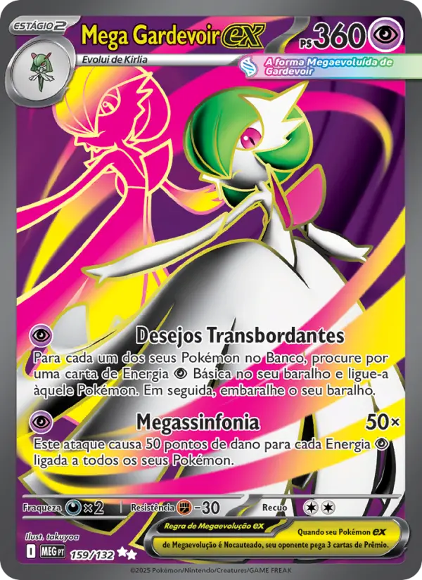 Carta Mega Gardevoir ex, número 159/132 da coleção Megaevolução