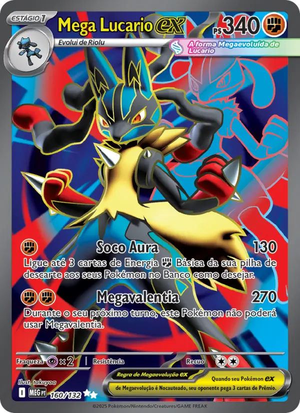 Carta Mega Lucario ex, número 160/132 da coleção Megaevolução