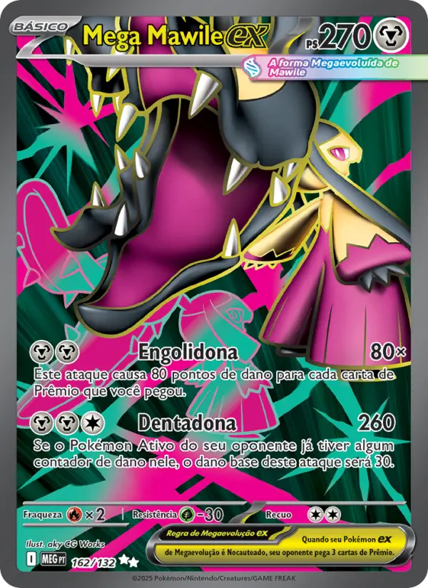 Carta Mega Mawile ex, número 162/132 da coleção Megaevolução