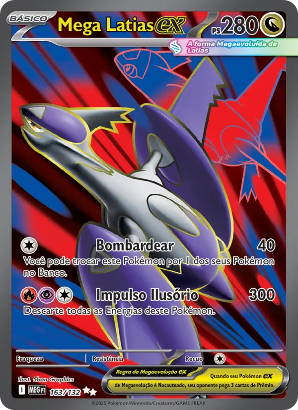 Carta Mega Latias ex, número 163/132 da coleção Megaevolução