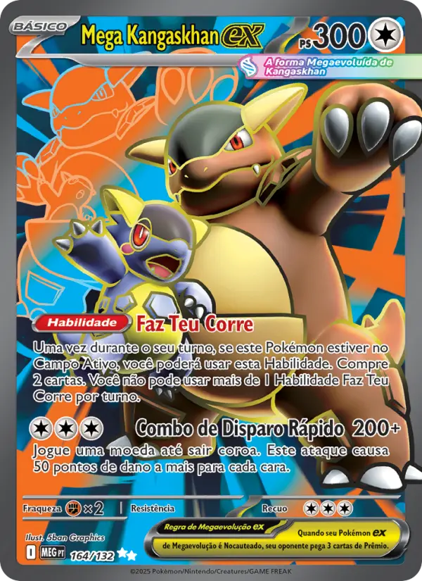 Carta Mega Kangaskhan ex, número 164/132 da coleção Megaevolução