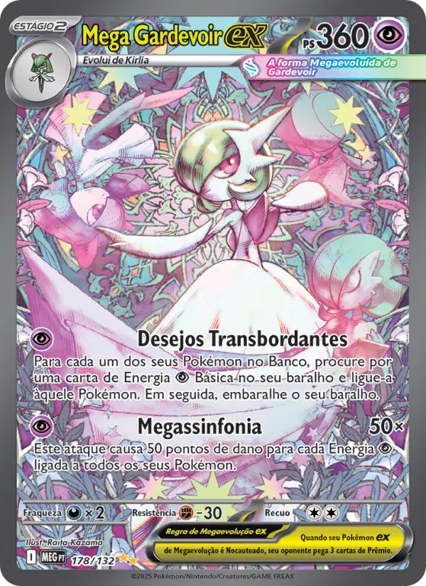 Carta Mega Gardevoir ex, número 178/132 da coleção Megaevolução