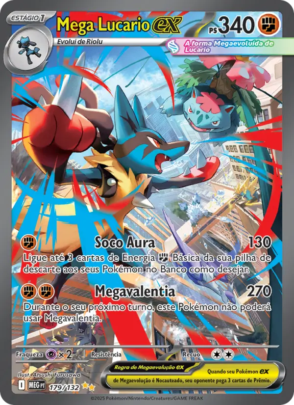 Carta Mega Lucario ex, número 179/132 da coleção Megaevolução