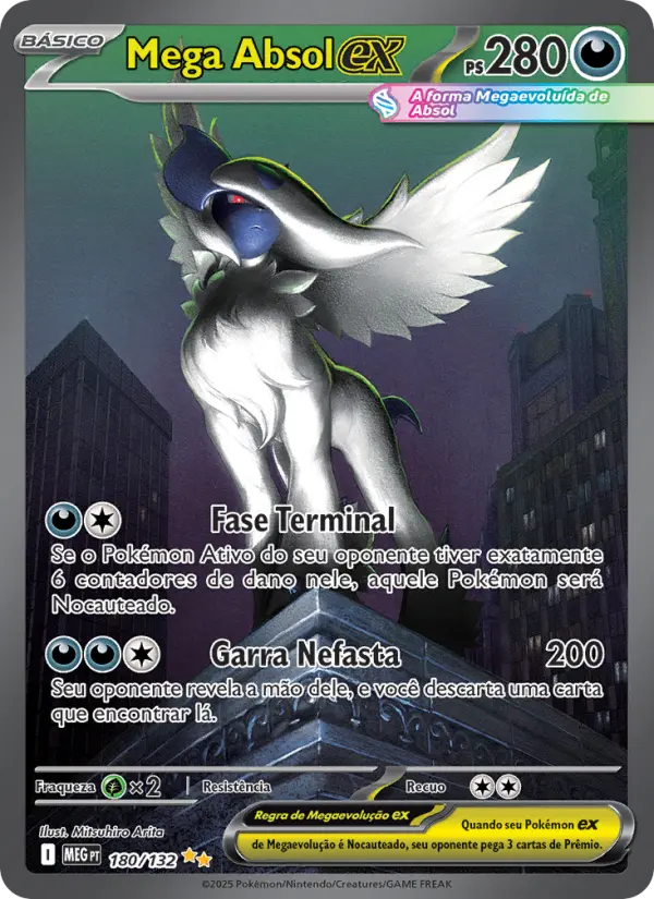 Carta Mega Absol ex, número 180/132 da coleção Megaevolução