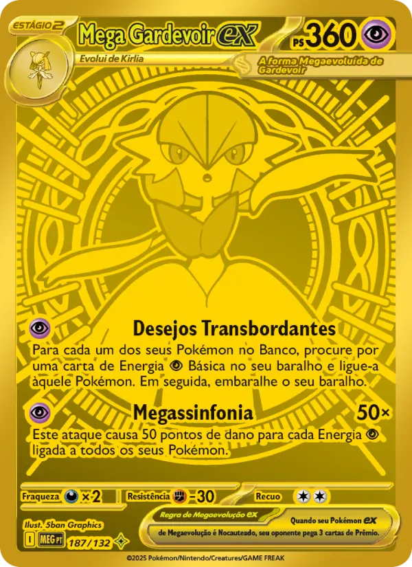 Carta Mega Gardevoir ex, número 187/132 da coleção Megaevolução