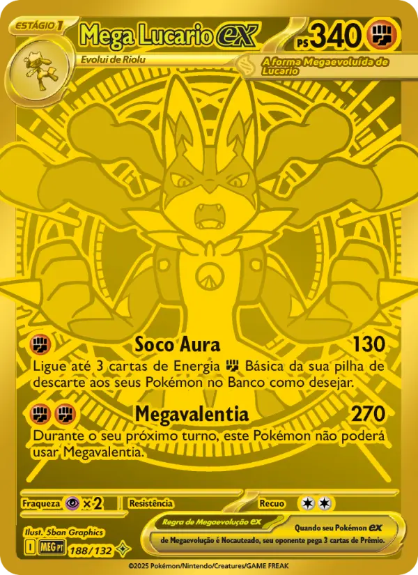 Carta Mega Lucario ex, número 188/132 da coleção Megaevolução