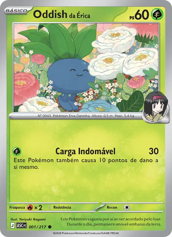 Carta Oddish da Érica, número 001/217 da coleção Heróis Excelsos