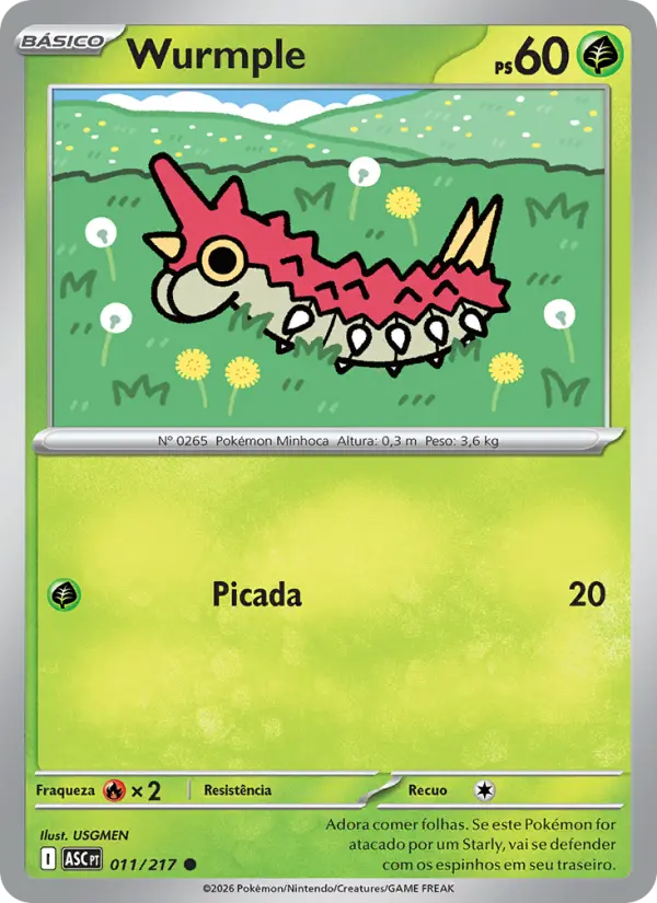 Carta Wurmple, número 011/217 da coleção Heróis Excelsos