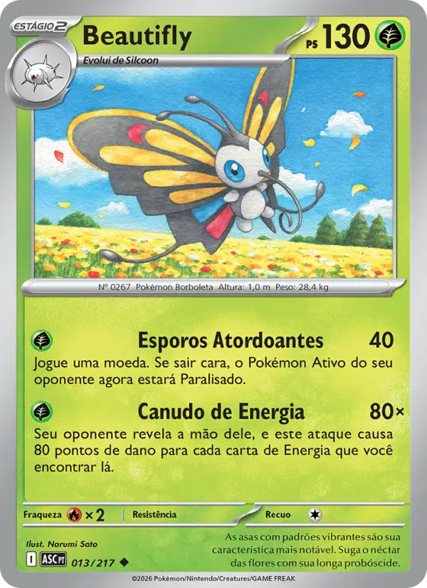 Carta Beautifly, número 013/217 da coleção Heróis Excelsos