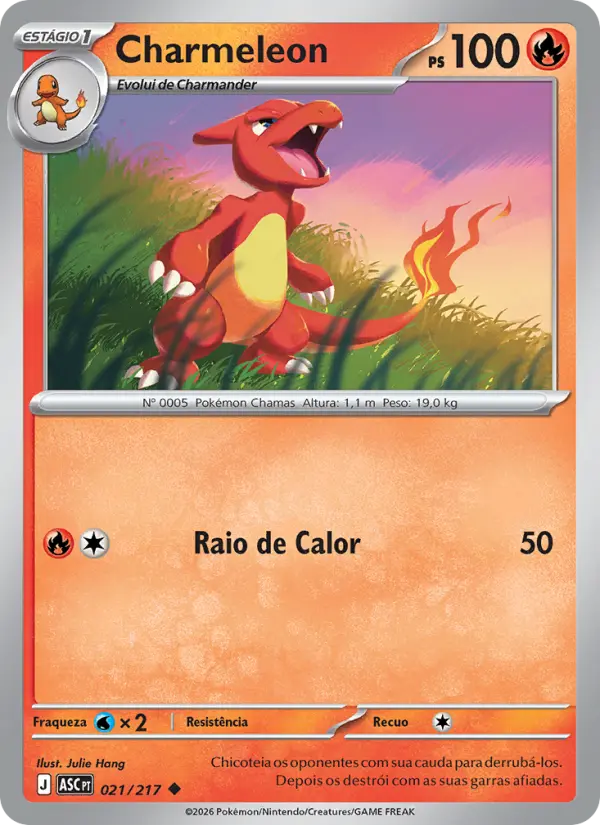 Carta Charmeleon, número 021/217 da coleção Heróis Excelsos