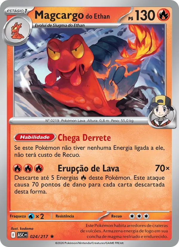 Carta Magcargo do Ethan, número 024/217 da coleção Heróis Excelsos