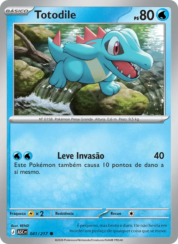 Carta Totodile, número 041/217 da coleção Heróis Excelsos