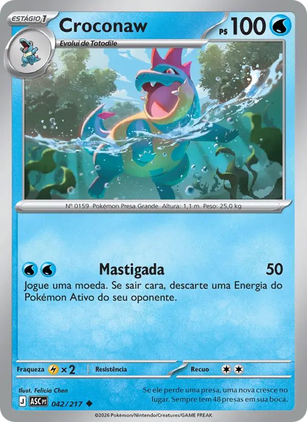 Carta Croconaw, número 042/217 da coleção Heróis Excelsos