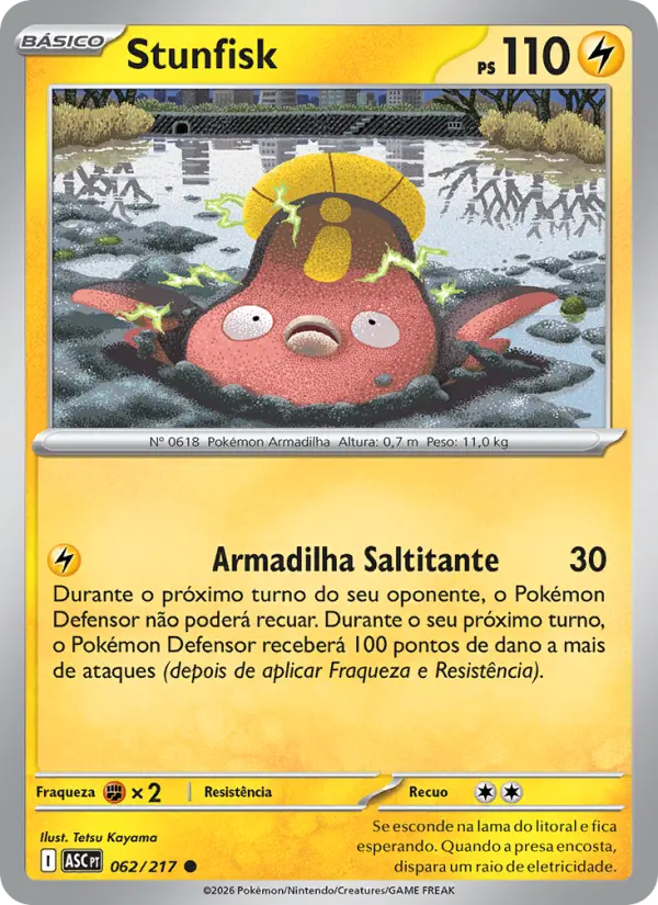 Carta Stunfisk, número 062/217 da coleção Heróis Excelsos