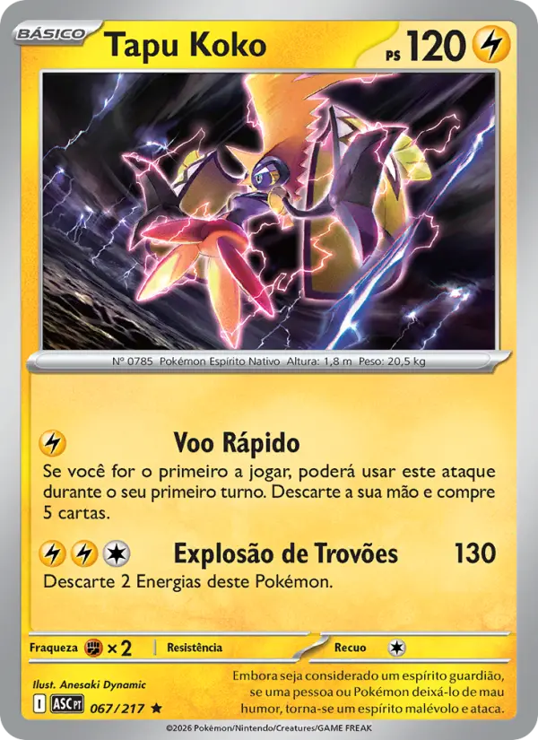 Carta Tapu Koko, número 067/217 da coleção Heróis Excelsos