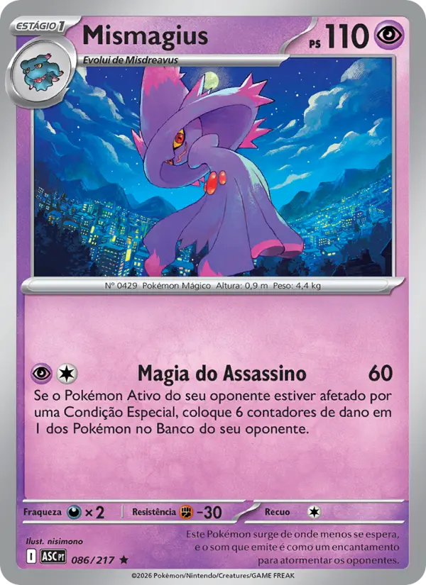 Carta Mismagius, número 086/217 da coleção Heróis Excelsos