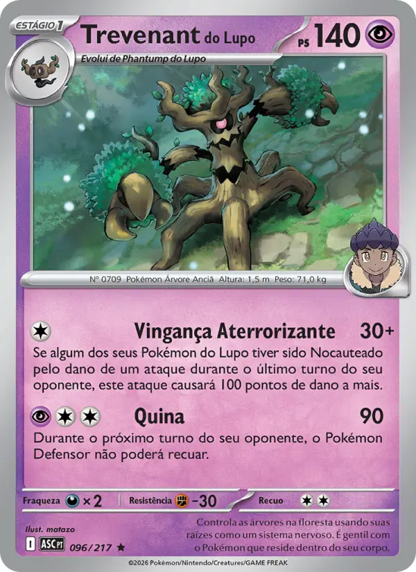Carta Trevenant do Lupo, número 096/217 da coleção Heróis Excelsos