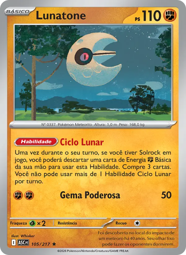 Carta Lunatone, número 105/217 da coleção Heróis Excelsos