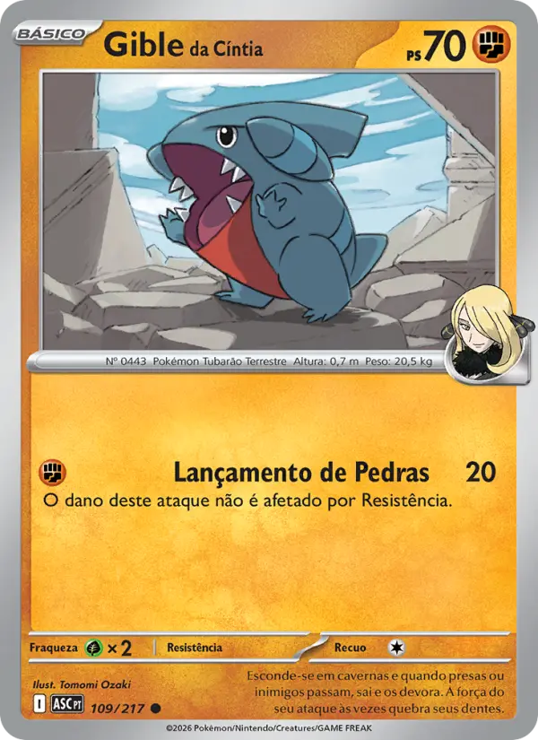 Carta Gible da Cíntia, número 109/217 da coleção Heróis Excelsos