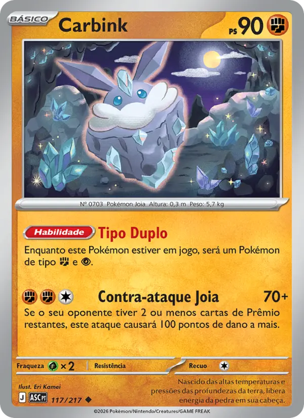 Carta Carbink, número 117/217 da coleção Heróis Excelsos