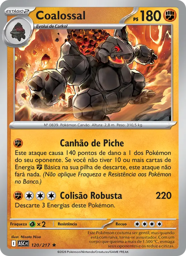 Carta Coalossal, número 120/217 da coleção Heróis Excelsos
