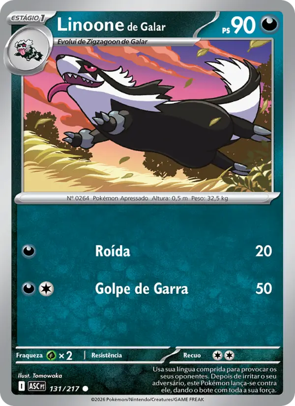 Carta Linoone de Galar, número 131/217 da coleção Heróis Excelsos