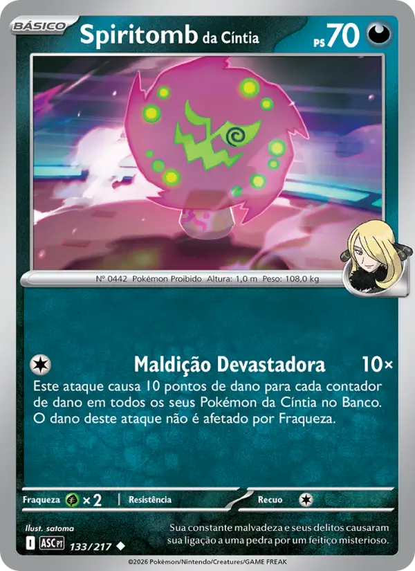 Carta Spiritomb da Cíntia, número 133/217 da coleção Heróis Excelsos