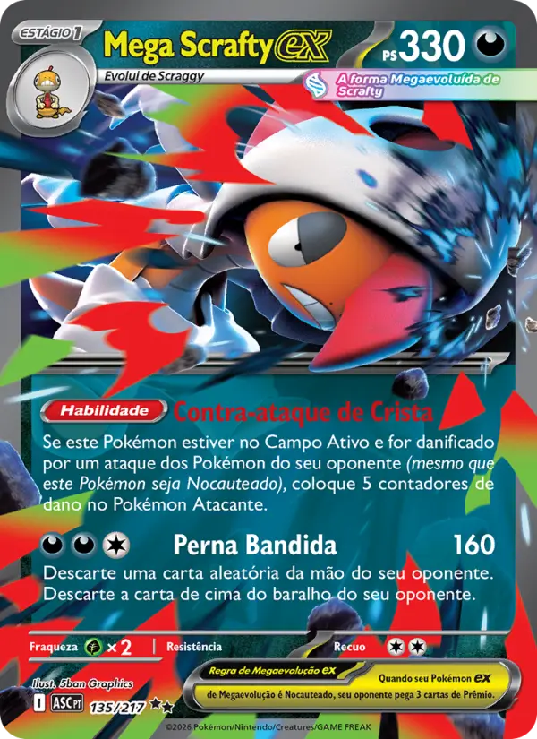 Carta Mega Scrafty ex, número 135/217 da coleção Heróis Excelsos