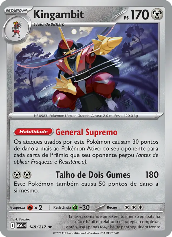 Carta Kingambit, número 148/217 da coleção Heróis Excelsos