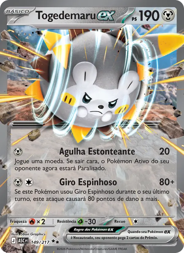 Carta Togedemaru ex, número 149/217 da coleção Heróis Excelsos