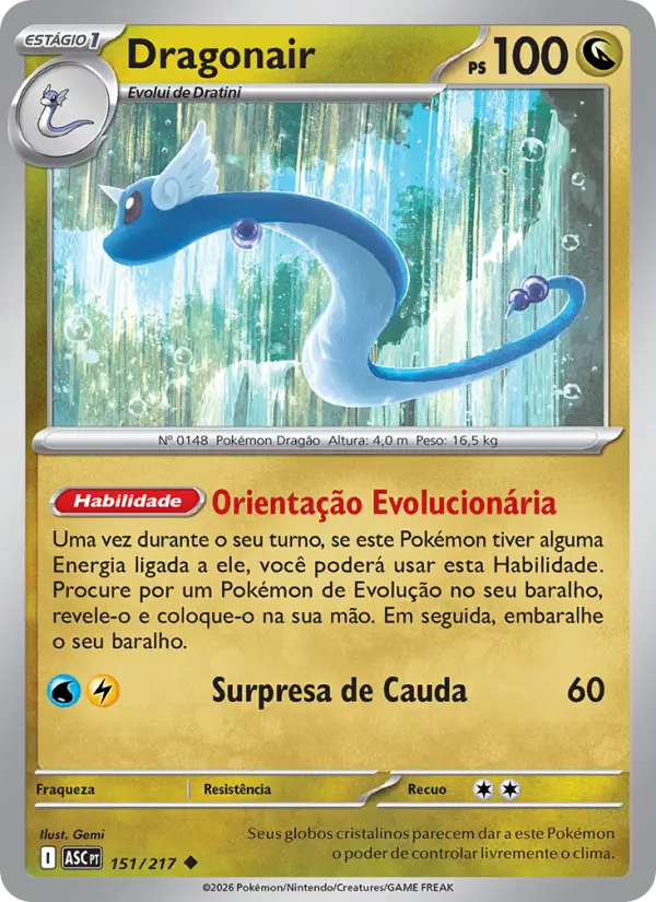 Carta Dragonair, número 151/217 da coleção Heróis Excelsos