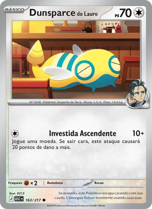 Carta Dunsparce do Lauro, número 163/217 da coleção Heróis Excelsos