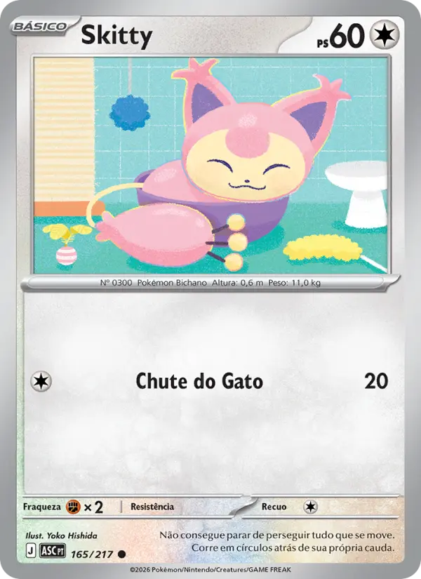 Carta Skitty, número 165/217 da coleção Heróis Excelsos