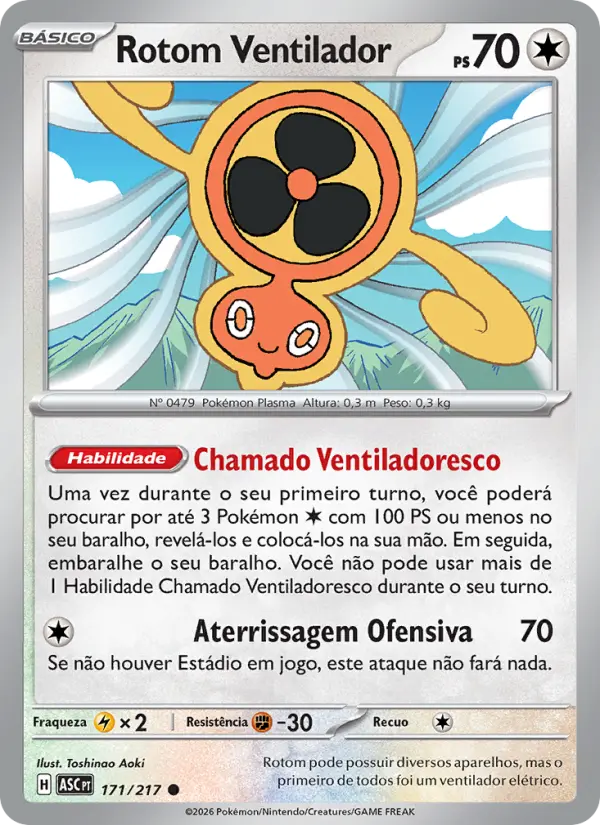 Carta Rotom Ventilador, número 171/217 da coleção Heróis Excelsos