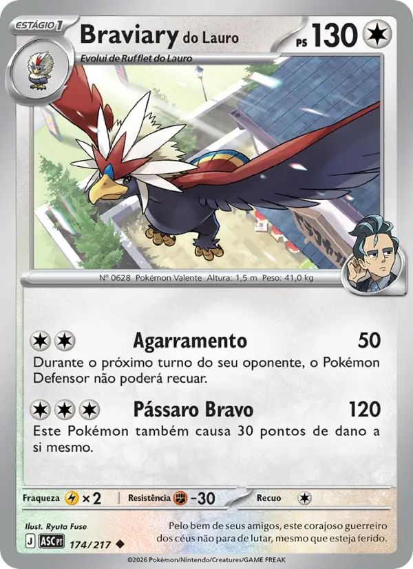 Carta Braviary do Lauro, número 174/217 da coleção Heróis Excelsos