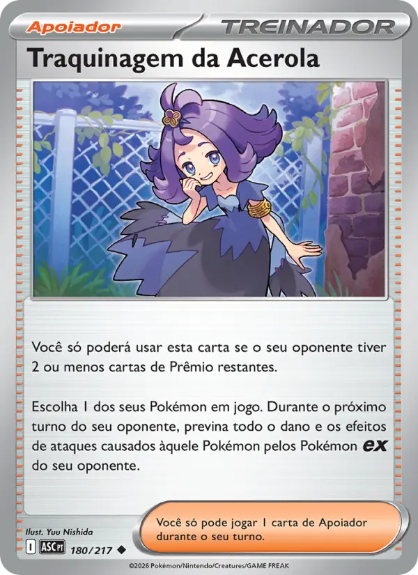 Carta Traquinagem da Acerola, número 180/217 da coleção Heróis Excelsos