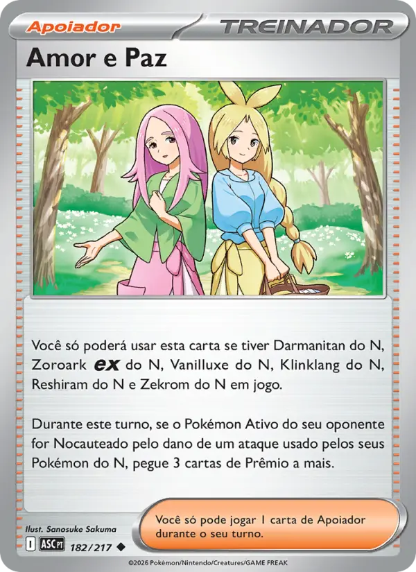 Carta Amor e Paz, número 182/217 da coleção Heróis Excelsos