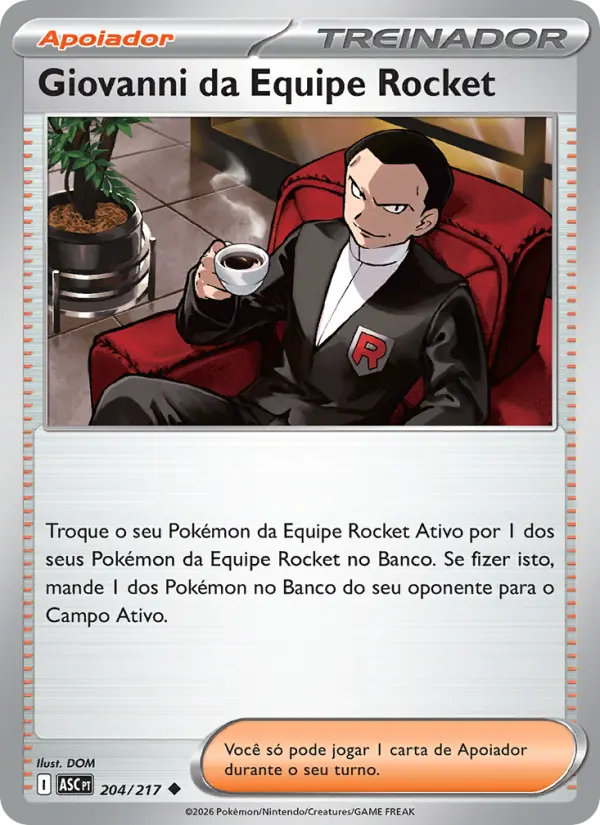 Carta Giovanni da Equipe Rocket, número 204/217 da coleção Heróis Excelsos