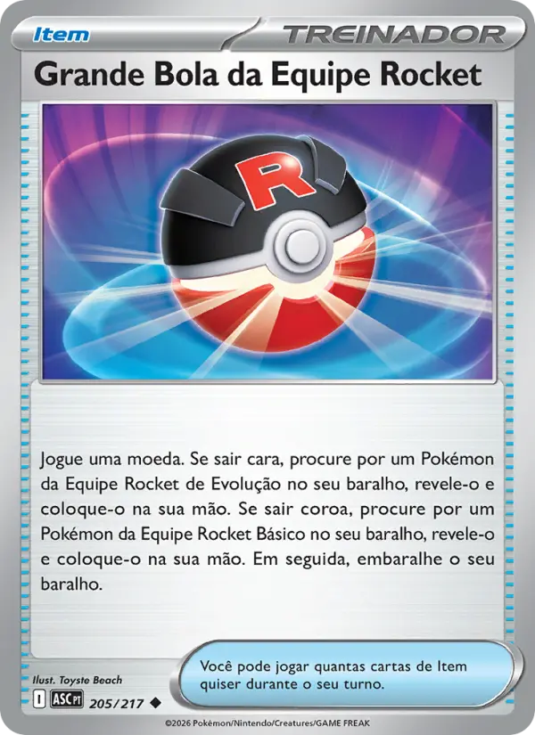 Carta Grande Bola da Equipe Rocket, número 205/217 da coleção Heróis Excelsos