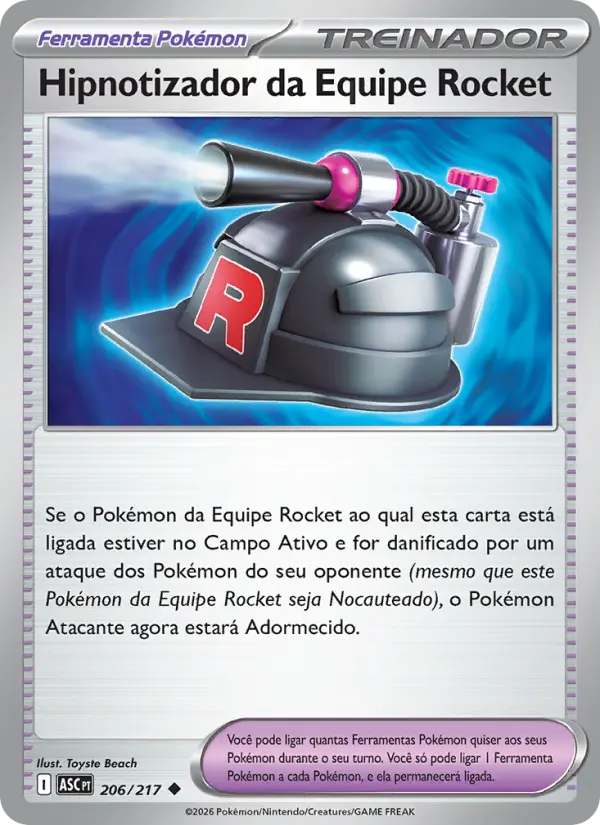 Carta Hipnotizador da Equipe Rocket, número 206/217 da coleção Heróis Excelsos