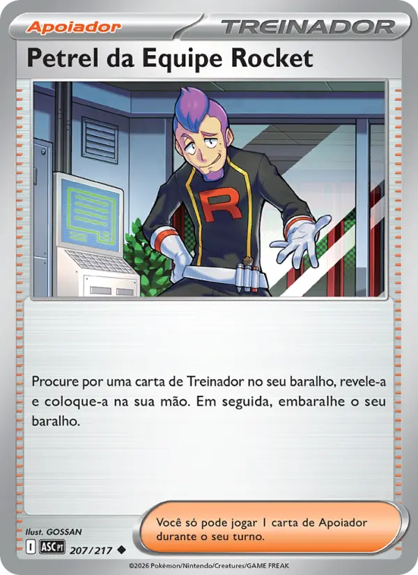 Carta Petrel da Equipe Rocket, número 207/217 da coleção Heróis Excelsos