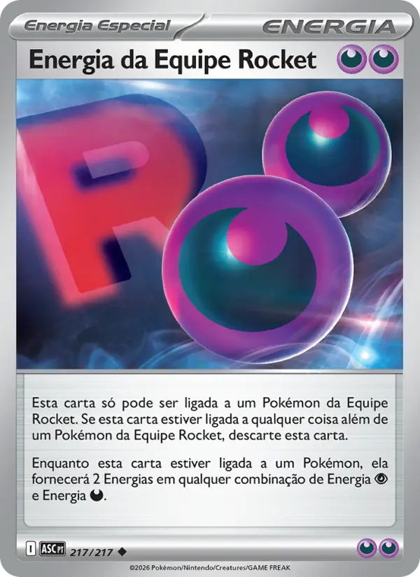 Carta Energia da Equipe Rocket, número 217/217 da coleção Heróis Excelsos