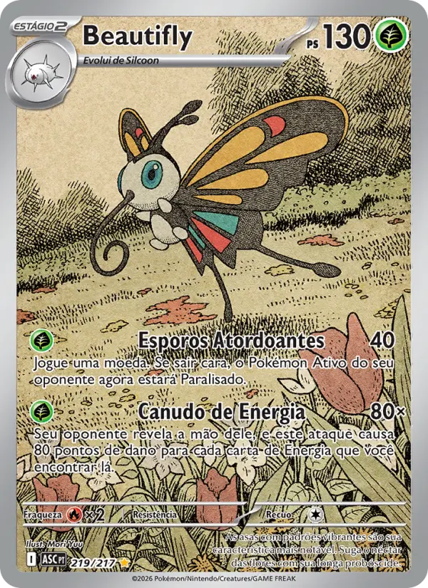 Carta Beautifly, número 219/217 da coleção Heróis Excelsos