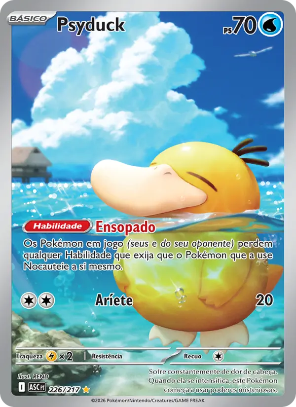 Carta Psyduck, número 226/217 da coleção Heróis Excelsos
