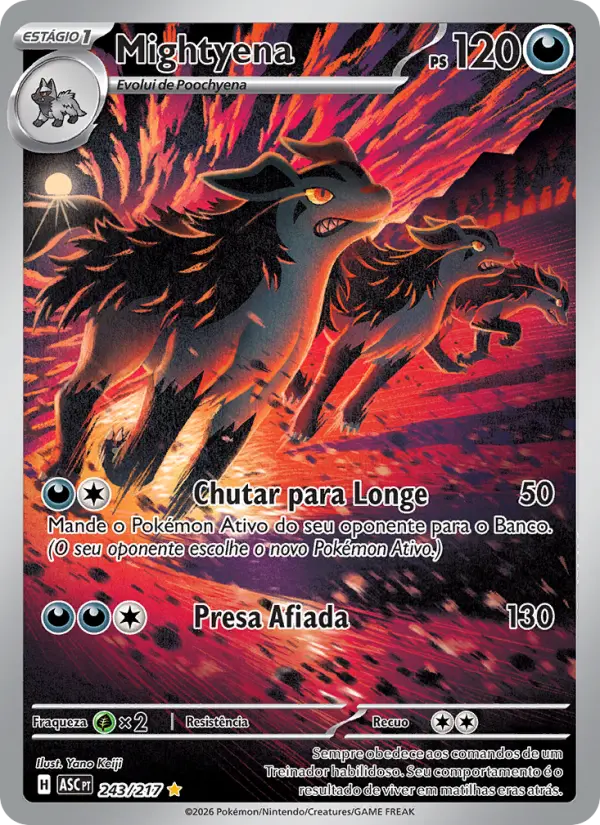 Carta Mightyena, número 243/217 da coleção Heróis Excelsos