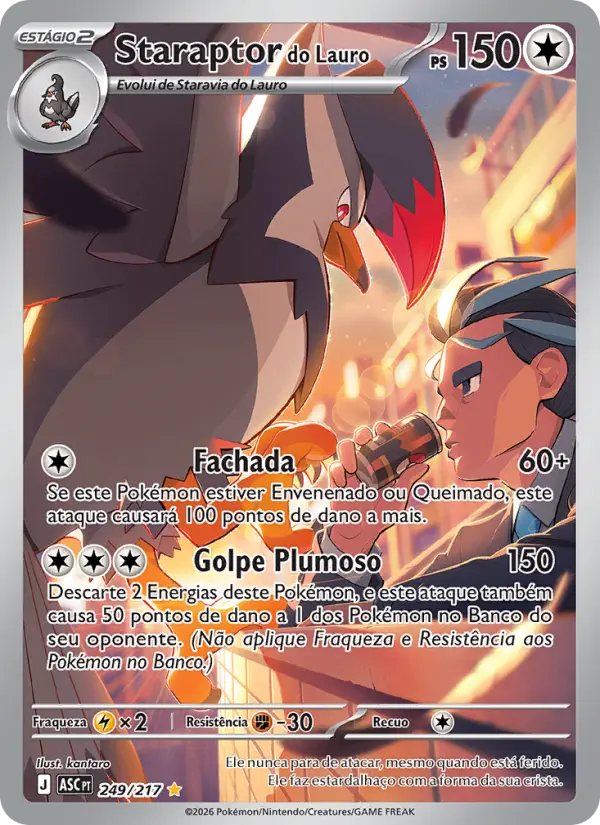 Carta Staraptor do Lauro, número 249/217 da coleção Heróis Excelsos